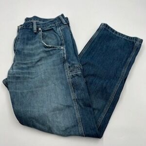 Levis Mens Carpenter Jeans Blue Denim Straight Leg Hammer Loop 34x32 Medium Wash